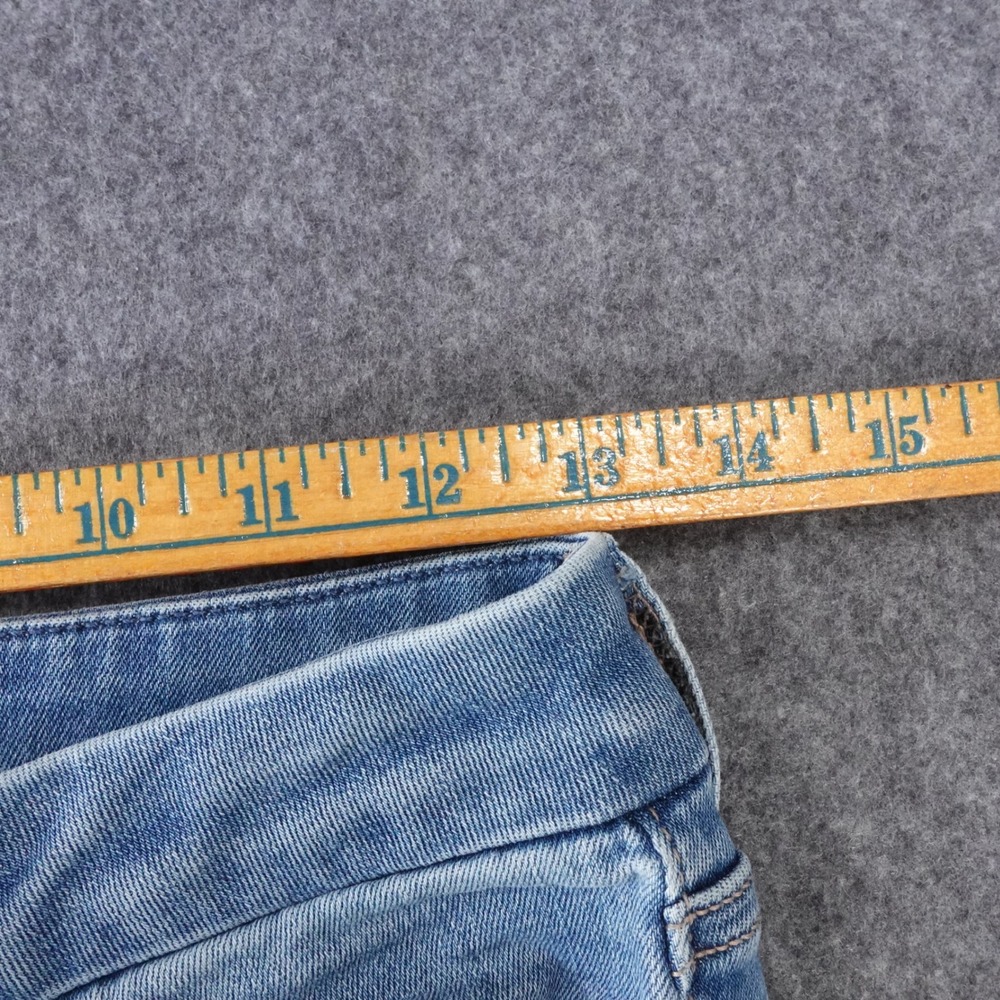 American Eagle Curvy Super High-Rise Flare Distressed Jeans Light Wash Blue - Picture 4 of 13